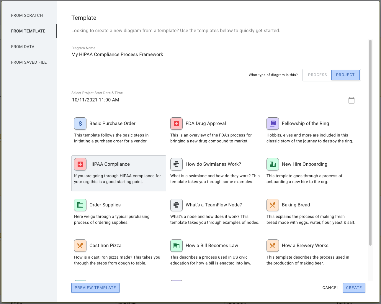 Create a HIPAA Framework from a Template